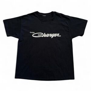Vintage Dodge Charger Black Logo T-Shirt - Classic Automotive Tee XL